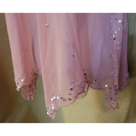 Pink Medium Sequined Strap Top with Handkerchief Bottom - Picture 3 of 6